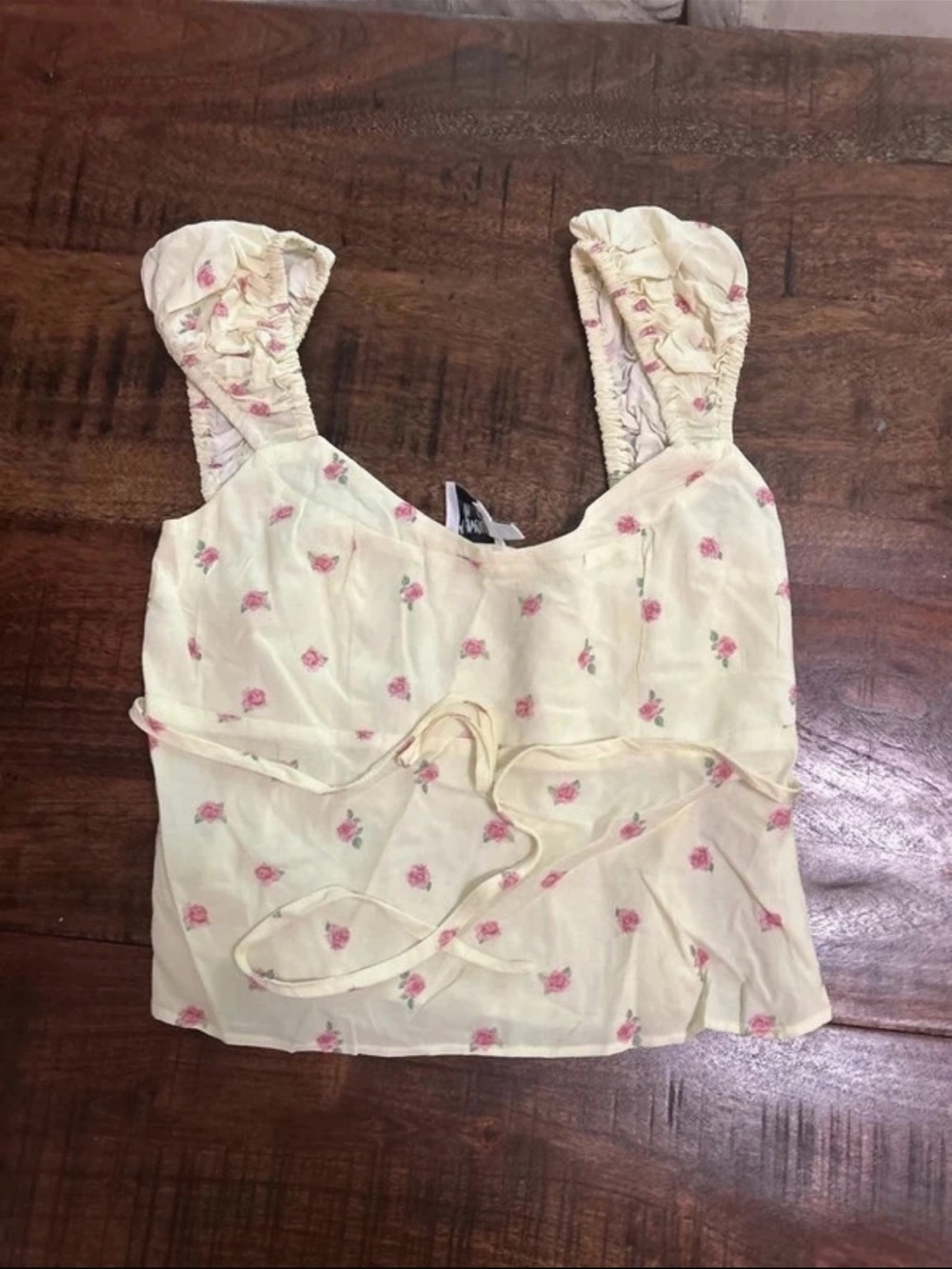 Princess Polly Yellow Floral Tie-Front Crop Top